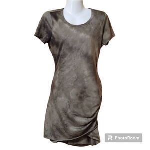 La Miel Mocha Brown Tie Dye Ruched T-shirt Bodycon Dress Sz M